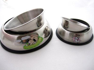 【寵物碗批發(fā) 狗碗 防滑狗碗 狗盆 彩色印花加厚不銹鋼可拆單碗】價(jià)格,廠家,圖片,寵物食具,常州納華商貿(mào)-